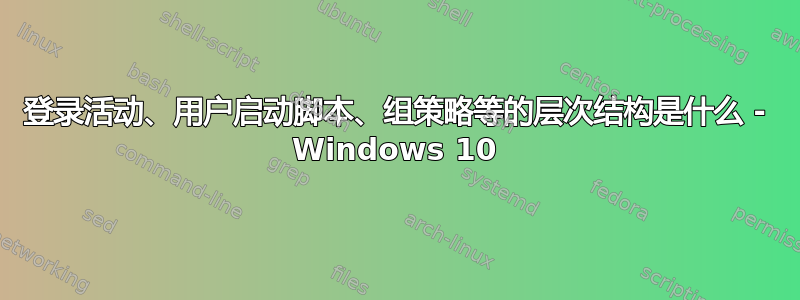 登录活动、用户启动脚本、组策略等的层次结构是什么 - Windows 10