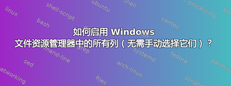 如何启用 Windows 文件资源管理器中的所有列（无需手动选择它们）？