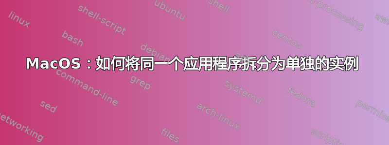 MacOS：如何将同一个应用程序拆分为单独的实例