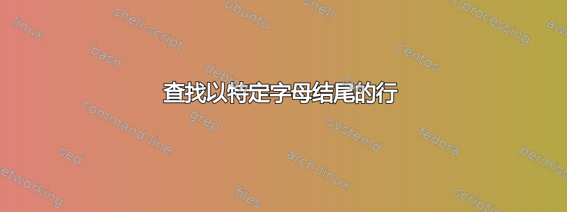 查找以特定字母结尾的行