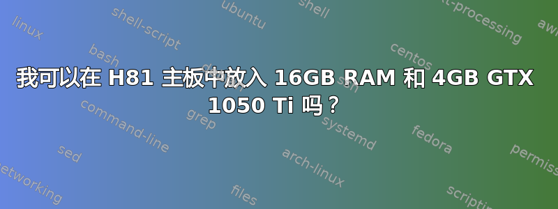 我可以在 H81 主板中放入 16GB RAM 和 4GB GTX 1050 Ti 吗？