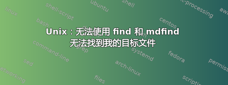 Unix：无法使用 find 和 mdfind 无法找到我的目标文件