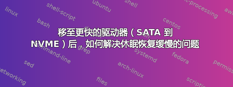 移至更快的驱动器（SATA 到 NVME）后，如何解决休眠恢复缓慢的问题