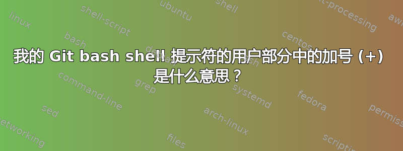 我的 Git bash shell 提示符的用户部分中的加号 (+) 是什么意思？