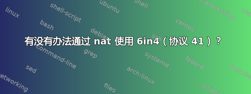 有没有办法通过 nat 使用 6in4（协议 41）？