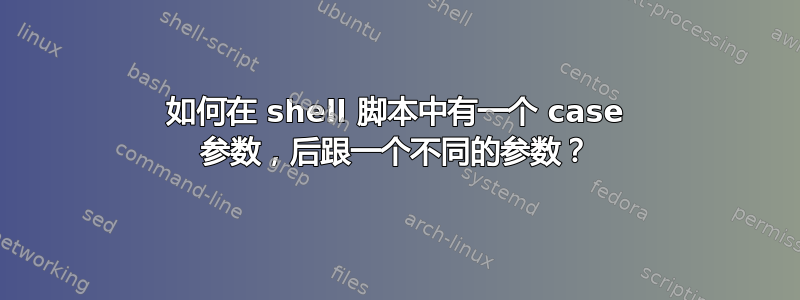 如何在 shell 脚本中有一个 case 参数，后跟一个不同的参数？