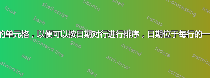 链接一行中的单元格，以便可以按日期对行进行排序，日期位于每行的一个单元格中