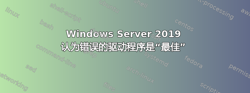 Windows Server 2019 认为错误的驱动程序是“最佳”