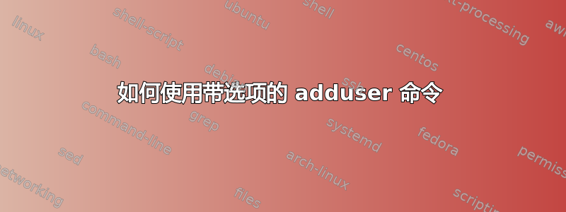 如何使用带选项的 adduser 命令