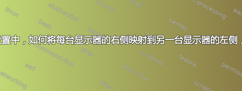 无限显示：在双显示器设置中，如何将每台显示器的右侧映射到另一台显示器的左侧，并且上下也同样映射？