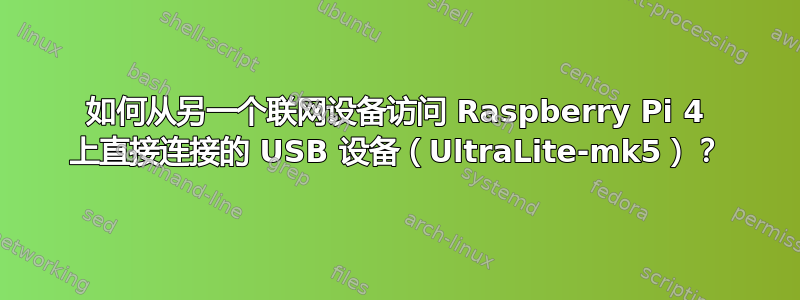 如何从另一个联网设备访问 Raspberry Pi 4 上直接连接的 USB 设备（UltraLite-mk5）？