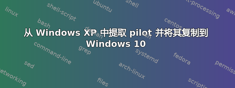 从 Windows XP 中提取 pilot 并将其复制到 Windows 10