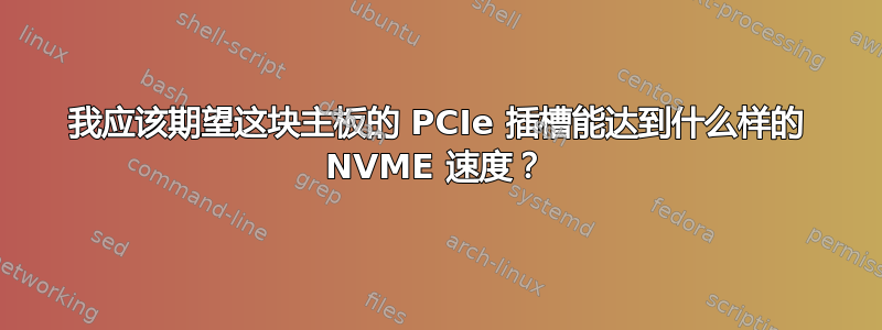 我应该期望这块主板的 PCIe 插槽能达到什么样的 NVME 速度？