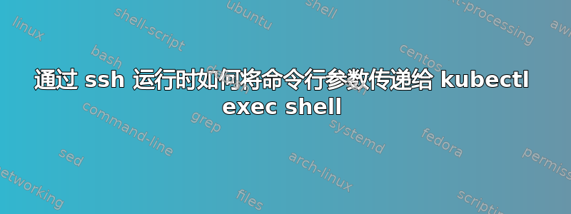 通过 ssh 运行时如何将命令行参数传递给 kubectl exec shell