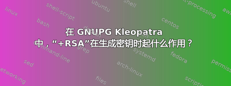 在 GNUPG Kleopatra 中，“+RSA”在生成密钥时起什么作用？