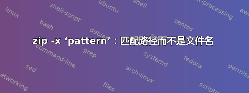 zip -x ‘pattern’：匹配路径而不是文件名