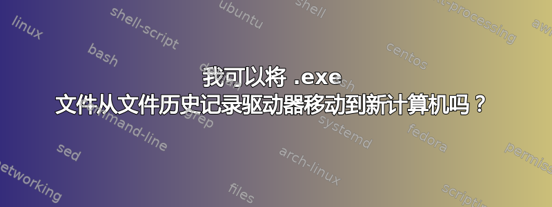 我可以将 .exe 文件从文件历史记录驱动器移动到新计算机吗？