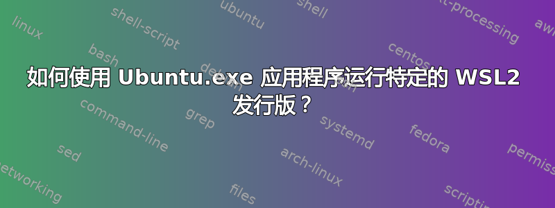 如何使用 Ubuntu.exe 应用程序运行特定的 WSL2 发行版？