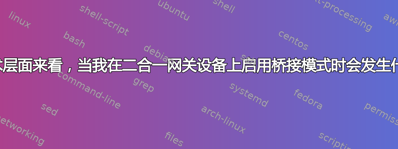 从技术层面来看，当我在二合一网关设备上启用桥接模式时会发生什么？