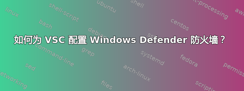 如何为 VSC 配置 Windows Defender 防火墙？