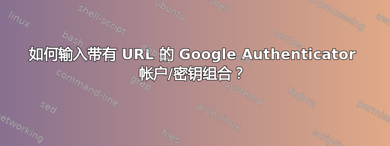 如何输入带有 URL 的 Google Authenticator 帐户/密钥组合？