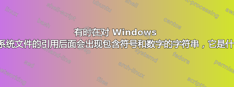 有时在对 Windows 驱动程序系统文件的引用后面会出现包含符号和数字的字符串，它是什么意思？