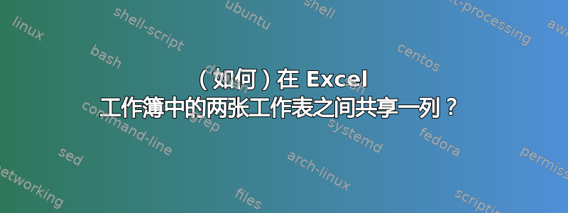 （如何）在 Excel 工作簿中的两张工作表之间共享一列？