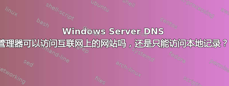 Windows Server DNS 管理器可以访问互联网上的网站吗，还是只能访问本地记录？