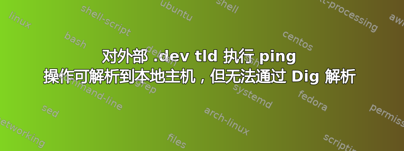 对外部 .dev tld 执行 ping 操作可解析到本地主机，但无法通过 Dig 解析