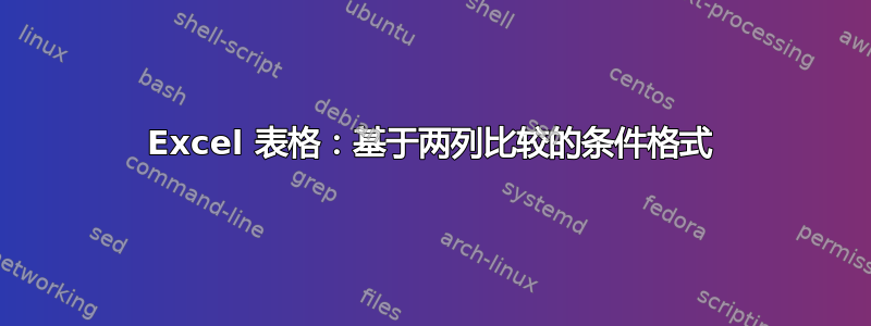 Excel 表格：基于两列比较的条件格式