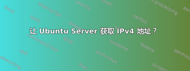 让 Ubuntu Server 获取 IPv4 地址？