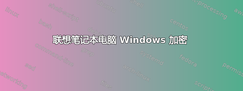 联想笔记本电脑 Windows 加密