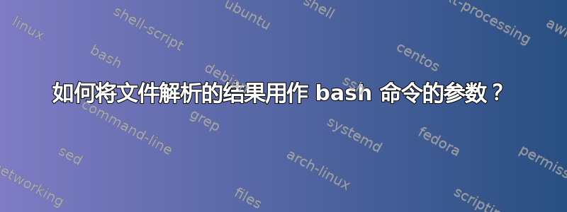 如何将文件解析的结果用作 bash 命令的参数？