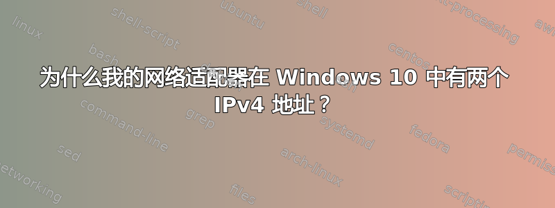 为什么我的网络适配器在 Windows 10 中有两个 IPv4 地址？