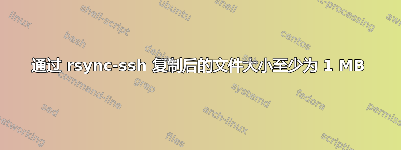 通过 rsync-ssh 复制后的文件大小至少为 1 MB