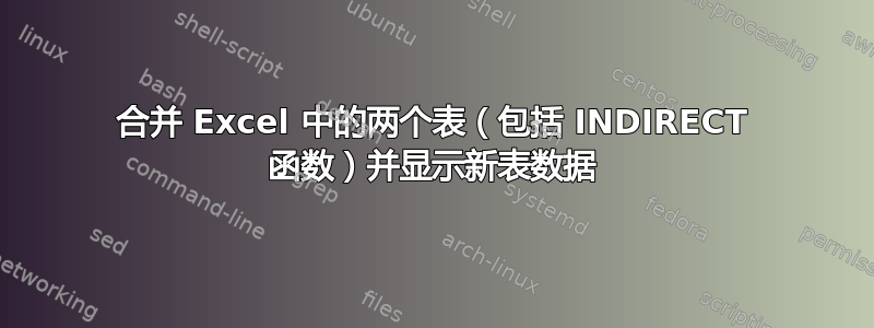 合并 Excel 中的两个表（包括 INDIRECT 函数）并显示新表数据