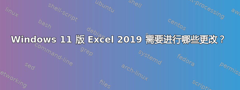 Windows 11 版 Excel 2019 需要进行哪些更改？