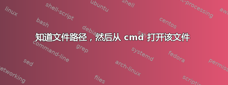 知道文件路径，然后从 cmd 打开该文件