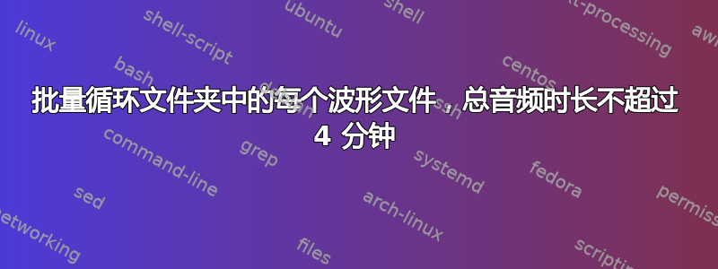 批量循环文件夹中的每个波形文件，总音频时长不超过 4 分钟