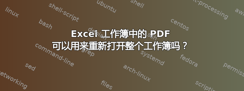 Excel 工作簿中的 PDF 可以用来重新打开整个工作簿吗？