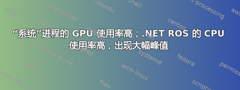 “系统”进程的 GPU 使用率高；.NET ROS 的 CPU 使用率高，出现大幅峰值