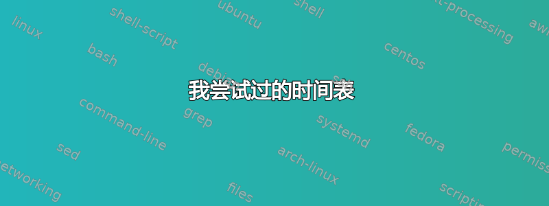 我尝试过的时间表