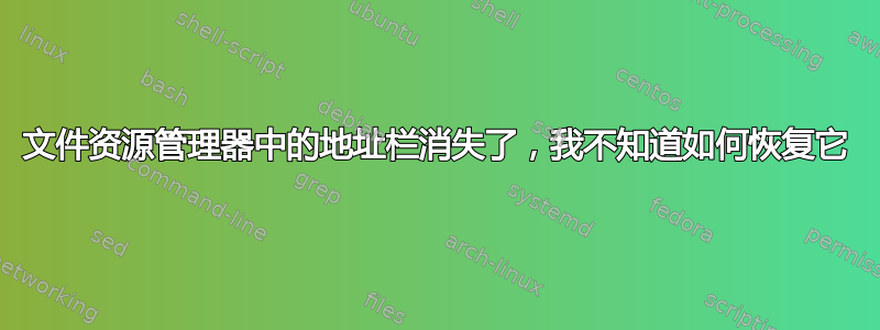 文件资源管理器中的地址栏消失了，我不知道如何恢复它