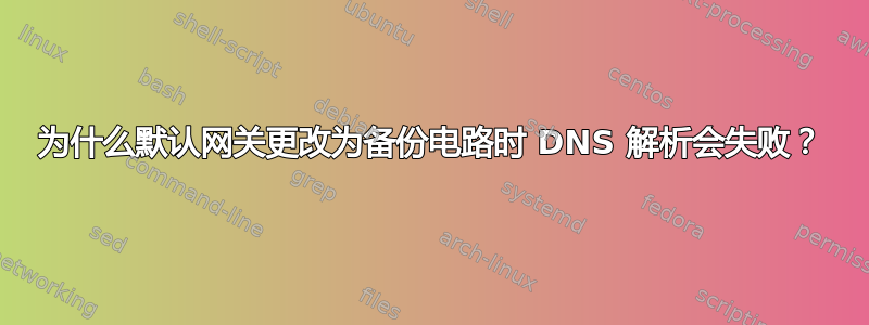 为什么默认网关更改为备份电路时 DNS 解析会失败？