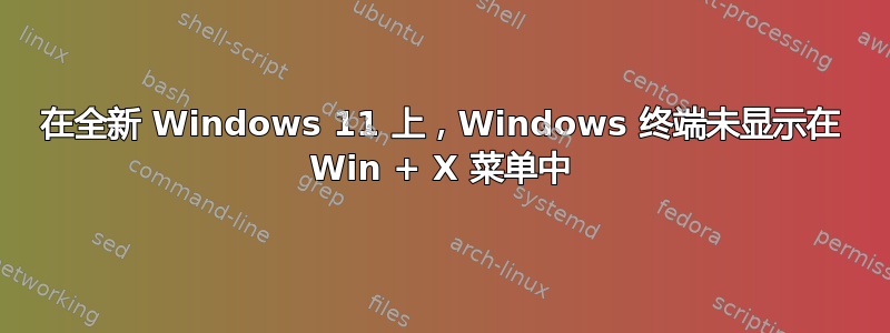 在全新 Windows 11 上，Windows 终端未显示在 Win + X 菜单中