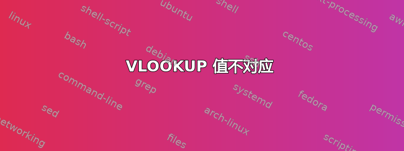 VLOOKUP 值不对应