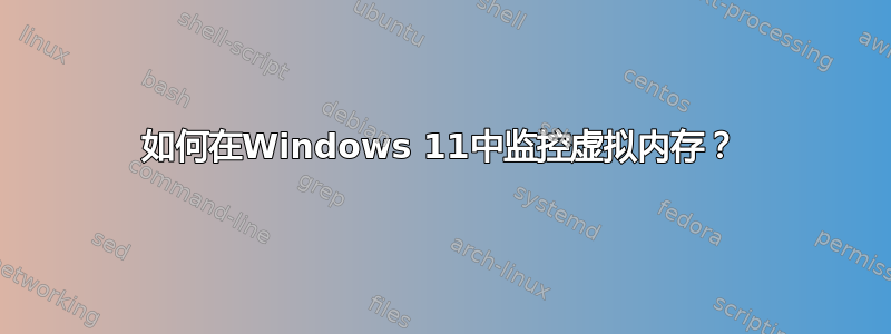 如何在Windows 11中监控虚拟内存？