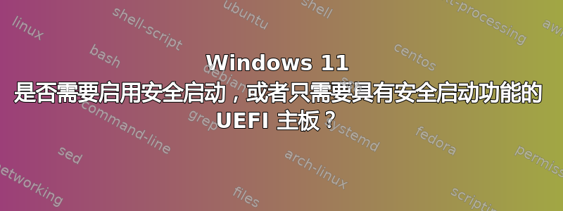 Windows 11 是否需要启用安全启动，或者只需要具有安全启动功能的 UEFI 主板？