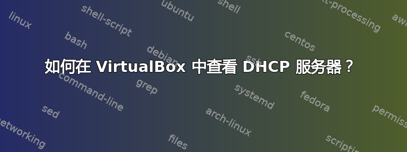 如何在 VirtualBox 中查看 DHCP 服务器？