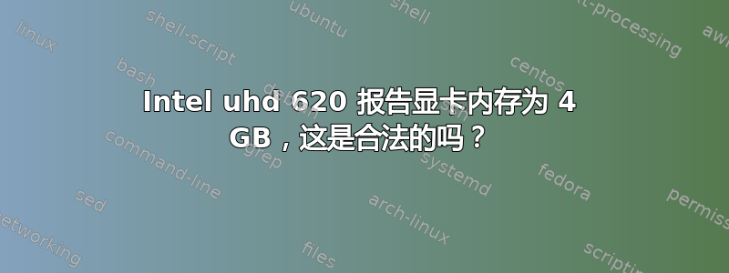 Intel uhd 620 报告显卡内存为 4 GB，这是合法的吗？